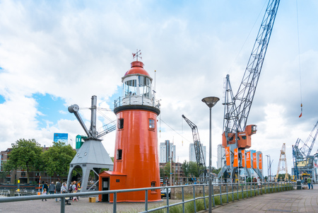ROTTERDAM, Netherlands - August 10 : Street view of Port of Rotterdam, the nickname "Gateway to Europe", and, conversely; "Gateway to the World" in Europe.のeditorial素材