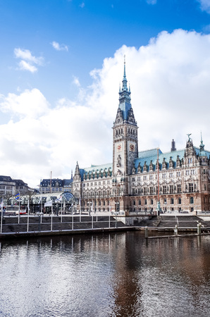HAMBURG, GERMANY - APRIL 3 : Street view of Downtown Hamburg on April 3, 2015, in Hamburg, Germany.のeditorial素材