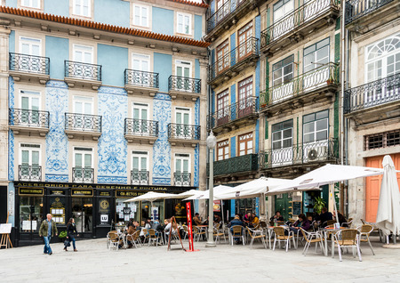 PORTO, PORTUGAL - February 23, 2016. Street view of old town Porto, Portugal, Europe, is the second largest city in Portugal, has a population of 1.4 million.のeditorial素材