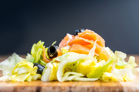 Fresh seafood salad with smoked salmonの写真素材