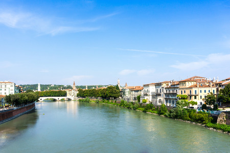 Beautiful street view of  Verona center which is a world heritage siteの写真素材