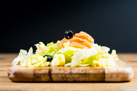 Fresh seafood salad with smoked salmonの写真素材