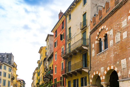 Beautiful street view of  Verona center which is a world heritage siteの写真素材