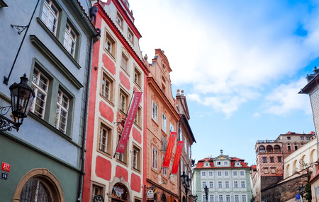 PRAGUE, CZECH REPUBLIC - DEC 23 : Beautiful street view of Traditional old buildings in Prague, Czech Republic. DEC 23, 2014 in PRAGUEのeditorial素材