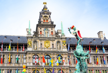 Traditional City Hall at Cental square of Antwerpの写真素材
