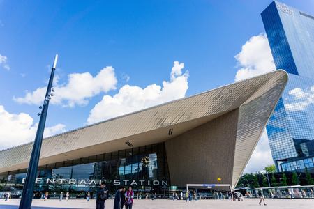ROTTERDAM, Netherlands - August 10, 2016 : Street view of Rotterdam City Netherlands. back to 1270 when a dam was constructed in the Rotte river by people settled around it for safety.のeditorial素材