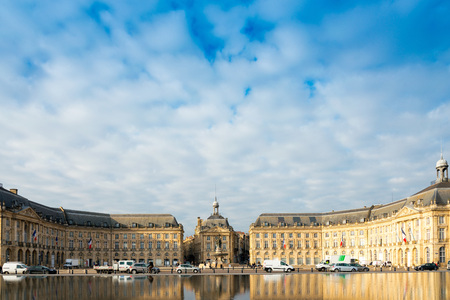 Street view of Place De La Bourse in Bordeaux city, France Europeの写真素材