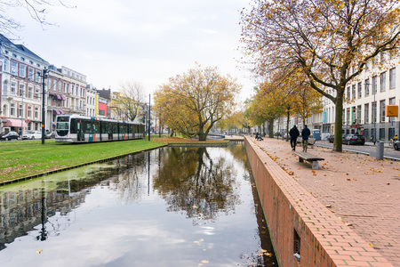 ROTTERDAM, Netherlands - November 12, 2016 : Street view of Rotterdam City Netherlands. back to 1270 when a dam was constructed in the Rotte river by people settled around it for safety.のeditorial素材