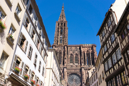 Beautiful view of ancient buildings at Strasbourg, Alsace, Franceの写真素材