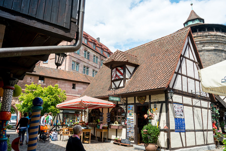 NUREMBERG, GERMANY - July 6, 2016. Street view of Nuremberg Cityscape, It is the second-largest city in Bavaria, GERMANYのeditorial素材