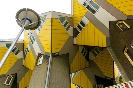 ROTTERDAM, Netherlands - November 12, 2016 : Cube houses Street view of Rotterdam City Netherlands....