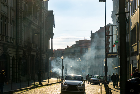 PORTO, PORTUGAL - November 18, 2016. Street view of old town Porto, Portugal, Europe, is the second largest city in Portugal, has a population of 1.4 million.のeditorial素材