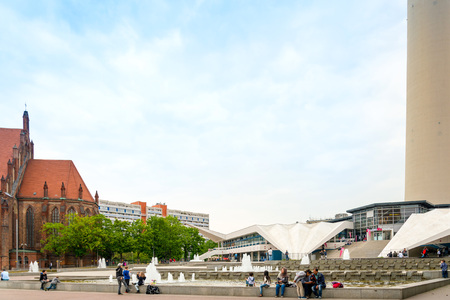 BERLIN, GERMANY- May 18, 2016: Typical Street view May 18, 2016 in Berlin, Germany. Berlin is the capital of Germany. With a population of approximately 3.5 million people.BERLIN, GERMANYのeditorial素材