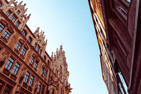 Traditional street view of marienplatz in Munich, Germany