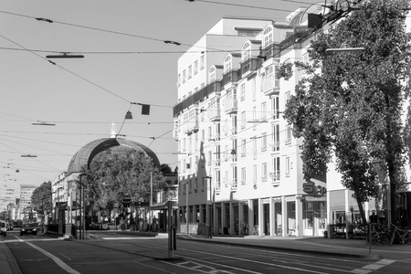 KARLSRUHE, GERMANY - August 25, 2016. Street view of TRAIN STATION in Karlsruhe, Germany, the...