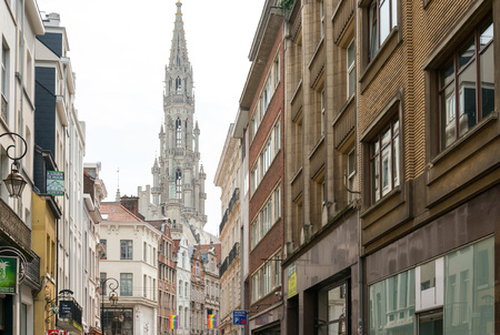 BRUSSELS, BELGIUM - June 8, 2016. Street view of old town in Brussels city, with a population of over 1.8 million, the largest in Belgium.のeditorial素材