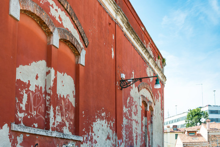 Traditional street view of old buildings in Venice, ITALYの写真素材