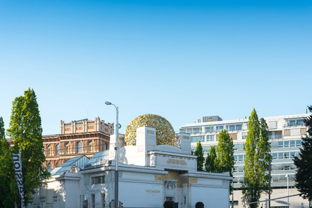 VIENNA, AUSTRIA-April 20, 2016: Vienna Secession Building was formed in 1897 by a group of Austrian artists. Vienna Secession on April 20, 2016.Vienna, Austriaのeditorial素材