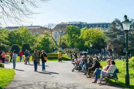VIENNA, AUSTRIA-April 19, 2016 : old town main street on April 19, 2016.Vienna is the capital and largest city of Austria.のeditorial素材
