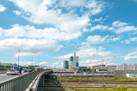 MUNICH, GERMANY-July 4, 2016: Street view of Tourists on foot Street in Downtown Munich on July 4, 2016, in Munich, Germany.のeditorial素材