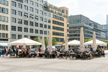 BERLIN, GERMANY- May 18, 2016:Typical Street view May 18, 2016 in Berlin, Germany. Berlin is the capital of Germany. With a population of approximately 3.5 million people.BERLIN, GERMANYのeditorial素材