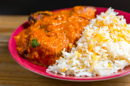 Handmade Indian curry chicken riceの写真素材