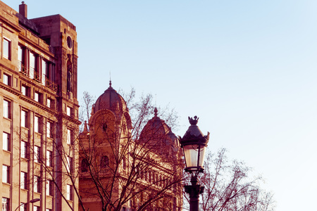 Cityscape in Barcelona Europe - street view of Old town in Barcelona, Spainの写真素材