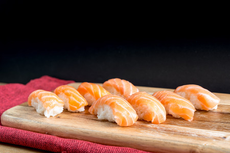 fresh sushi traditional japanese food on the tableの写真素材