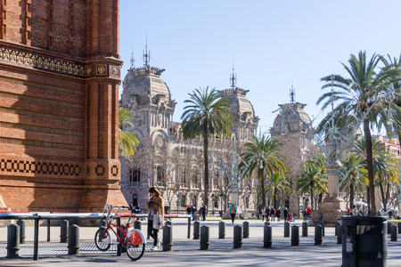 BARCELONA SPAIN - February 9, 2017: street view of Old town in Barcelona, is the capital city of the autonomous community of Catalonia in the Kingdom of Spain,February 9, 2017 in Barcelona Spain.のeditorial素材
