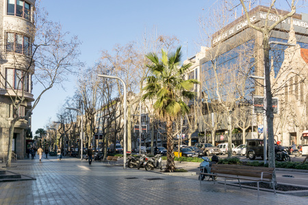 BARCELONA SPAIN - February 9, 2017: street view of Old town in Barcelona, is the capital city of the autonomous community of Catalonia in the Kingdom of Spain,February 9, 2017 in Barcelona Spain.のeditorial素材