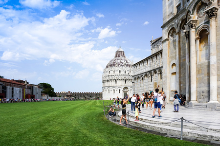 PISA, ITALY - July 24, 2016. street view of Old Town Pisa Tuscany, Italy, Europe, is a city in Tuscany, Central Italy, around 200,000 with the metropolitan area.のeditorial素材
