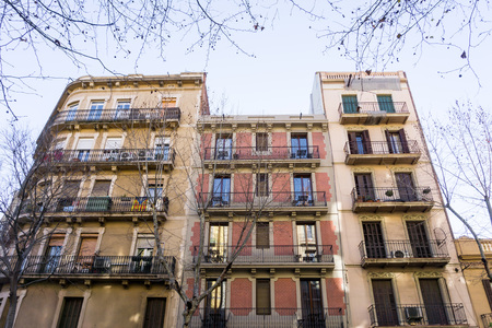 Cityscape in Barcelona Europe - street view of Old town in Barcelona, Spainのeditorial素材