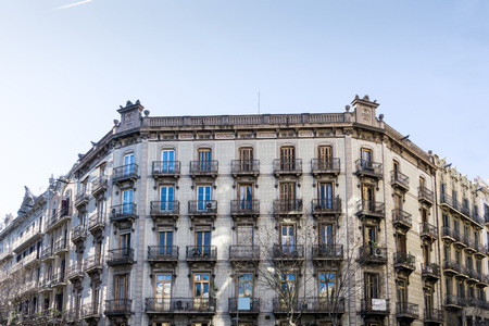 Cityscape in Barcelona Europe - street view of Old town in Barcelona, Spainのeditorial素材