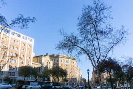 BARCELONA SPAIN - February 9, 2017: street view of Old town in Barcelona, is the capital city of the autonomous community of Catalonia in the Kingdom of Spain,February 9, 2017 in Barcelona Spain.のeditorial素材