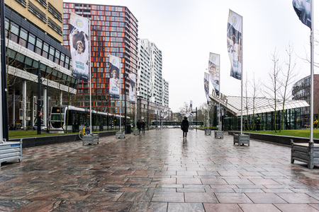 ROTTERDAM, Netherlands - February 7, 2017 : Street view of Rotterdam City Netherlands. back to 1270 when a dam was constructed in the Rotte river by people settled around it for safety.のeditorial素材
