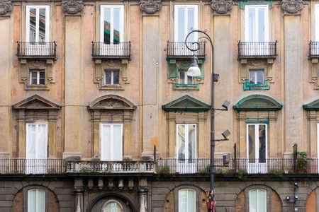 Street view of old town in Naples city, italy Europeのeditorial素材