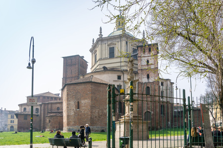 MILAN, ITALY - March 16, 2017: street view of downtown milan, capital of the Lombardy region, ranking 4th in the European Unionのeditorial素材