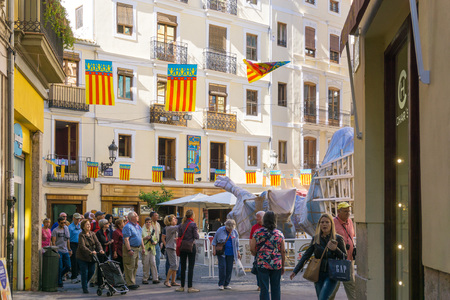 VALENCIA, SPAIN - March 10, 2017: street view of downtown valencia, is Spain's third largest metropolitan area, with a population ranging from 1.7 to 2.5 million.のeditorial素材