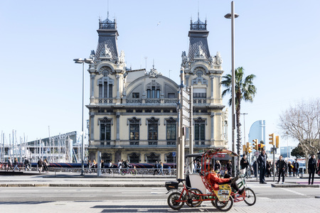 BARCELONA SPAIN - February 9, 2017: street view of Old town in Barcelona, is the capital city of the autonomous community of Catalonia in the Kingdom of Spain,February 9, 2017 in Barcelona Spain.のeditorial素材
