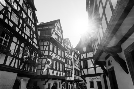 STRASBOURG, FRANCE - August 23, 2016 : Street view of Traditional houses in Strasbourg,  Alsace. is the official seat of the European Parliament, Located close to the border with Germanyのeditorial素材