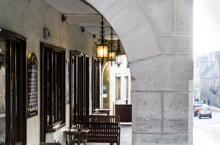 EDINBURGH, SCOTLAND - March 27, 2017: Street view of Historic Old Town Houses in Edinburgh, Scotlandのeditorial素材