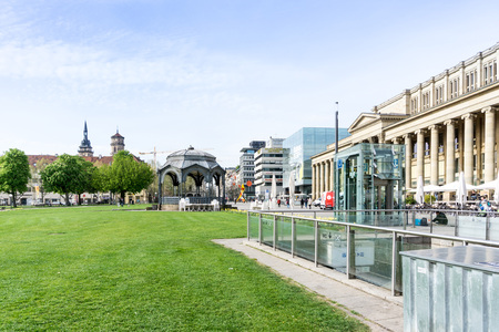 STUTTGART, GERMANY - April 12, 2017: Schlossplatz is the largest square in the center of Stuttgart, GERMANYのeditorial素材