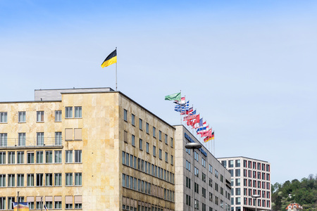 STUTTGART, GERMANY - April 12, 2017 : Tourists foot Street in Stuttgart, its metropolitan area are consistently ranked among the top 20 European metropolitan areas by GDP.のeditorial素材