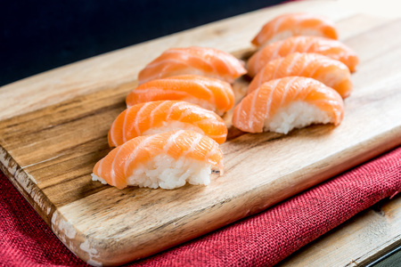 fresh sushi traditional japanese food on the tableの写真素材