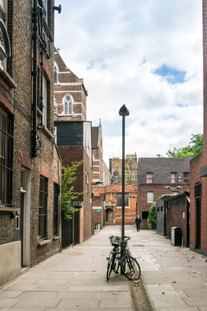 LONDON, UNITED KINGDOM - June 21, 2016. Street view of old buildings in London, England, United Kingdomのeditorial素材