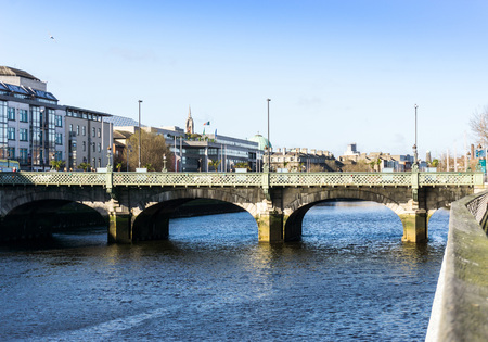 Dublin City Center and river Liffey,Irelandの写真素材