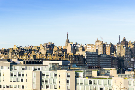 Street view of Historic Old Town Houses in Edinburgh, Scotlandの写真素材