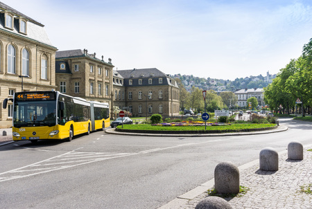 STUTTGART, GERMANY - April 12, 2017 : Tourists foot Street in Stuttgart, its metropolitan area are...