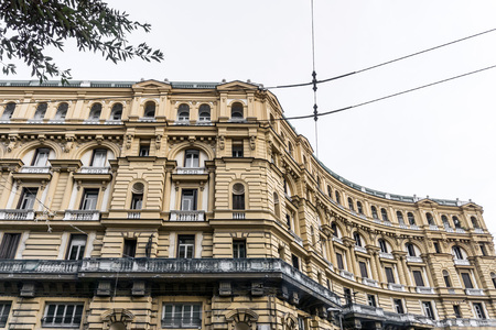 Street view of old town in Naples city, italy Europeの写真素材