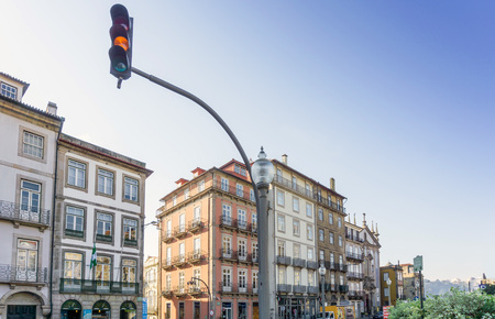 Lisbon, Portugal.- November 17, 2016 : Traditional old buildings on November 17, 2016. Beautiful street view of historic architectural in Lisbon, Portugal, Europeのeditorial素材
